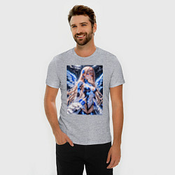 Футболка slim-fit Девушка с кибернетическими крыльями, цвет: меланж — фото 2