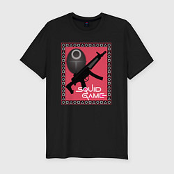 Футболка slim-fit Squid game gun and mask, цвет: черный