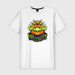 Мужская slim-футболка Halloween pumpkin