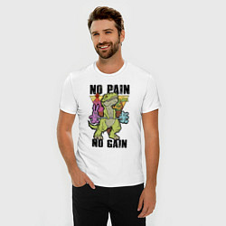 Футболка slim-fit T Rex GYM - no pain no gain, цвет: белый — фото 2