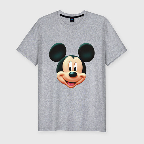 Мужская slim-футболка Mickey mouse head / Меланж – фото 1
