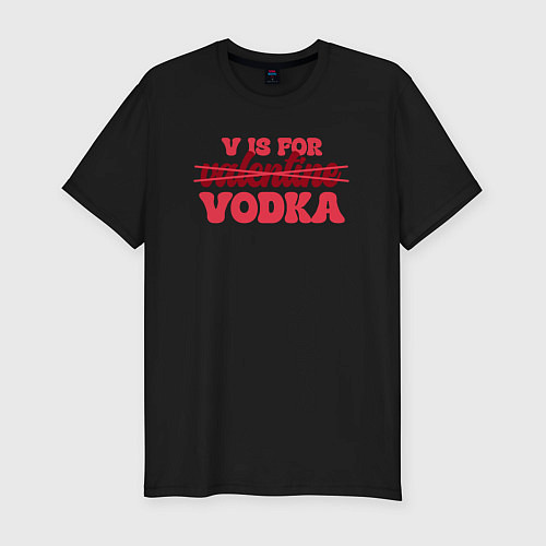 Мужская slim-футболка V is for vodka / Черный – фото 1