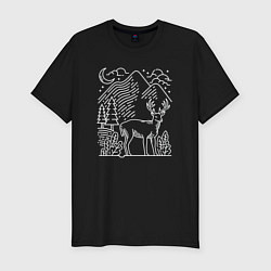 Футболка slim-fit Горы и олень, цвет: черный