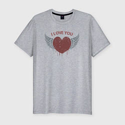 Мужская slim-футболка Крылатое сердечко