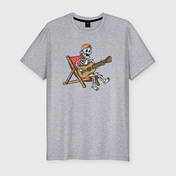 Мужская slim-футболка Скелетик гитарист