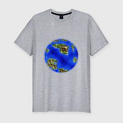 Мужская slim-футболка Голубая планета двумерная