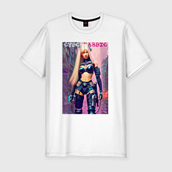 Футболка slim-fit Cyber Barbie - ai art, цвет: белый