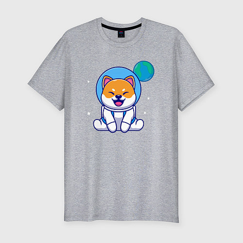 Мужская slim-футболка Space doggy / Меланж – фото 1