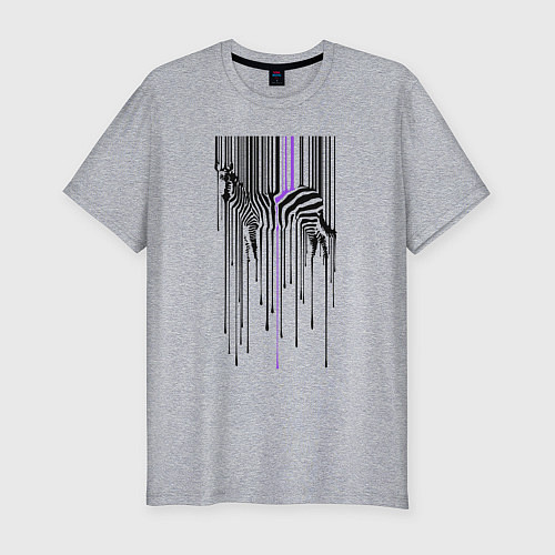 Мужская slim-футболка Штрихкод зебра / Меланж – фото 1