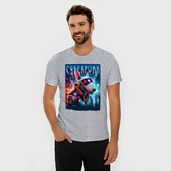 Футболка slim-fit Dude bull terrier - cyberpunk, цвет: меланж — фото 2