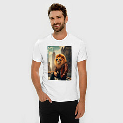 Футболка slim-fit Cool Lion New Yorker - ai art, цвет: белый — фото 2