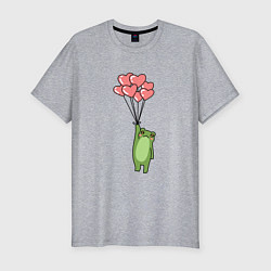 Футболка slim-fit Лягушка и шарики, цвет: меланж