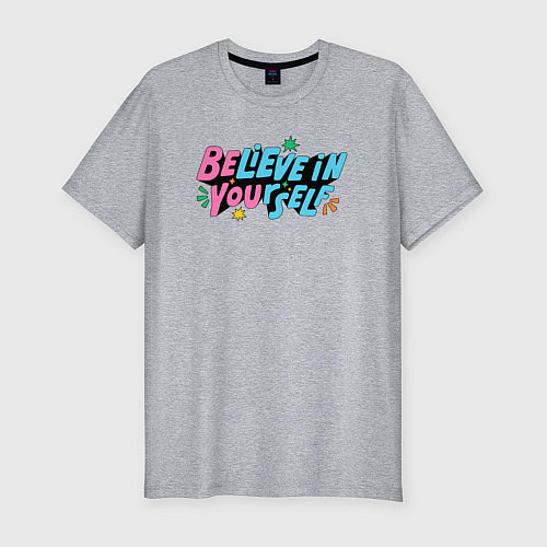 Мужская slim-футболка Всегда верь в себя / Меланж – фото 1