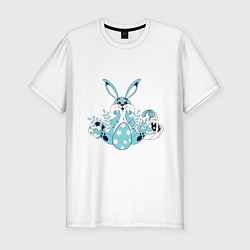 Футболка slim-fit Милый пасхальный кролик, цвет: белый