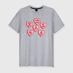 Мужская slim-футболка Сердечки любви