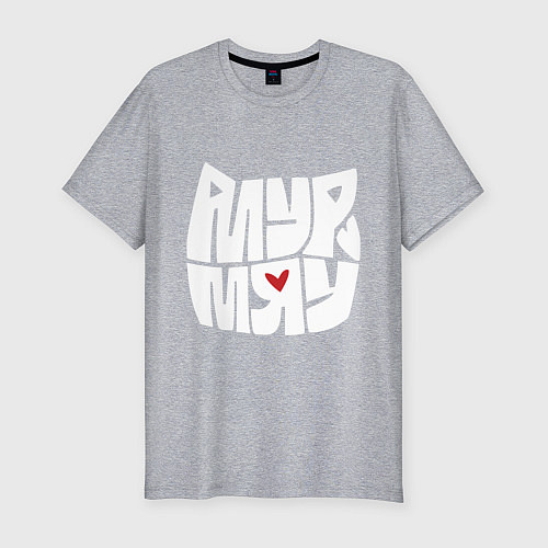 Мужская slim-футболка Что то на кошачьем / Меланж – фото 1