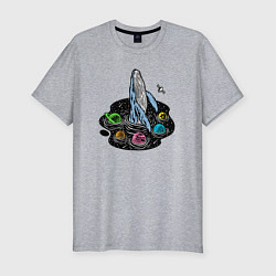 Мужская slim-футболка Кит и космос