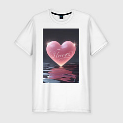 Футболка slim-fit I love you сердце, цвет: белый