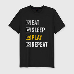 Футболка slim-fit Eat - sleep - play - repeat, цвет: черный
