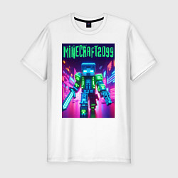 Футболка slim-fit Minecraft 2099 - neon glow fantasy, цвет: белый