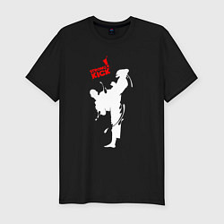 Футболка slim-fit Кикбоксинг - атака, цвет: черный