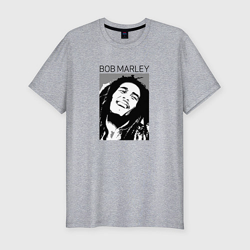 Мужская slim-футболка Боб Марли абстрактный портрет / Меланж – фото 1