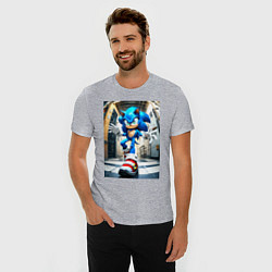 Футболка slim-fit Соника застали врасплох, цвет: меланж — фото 2