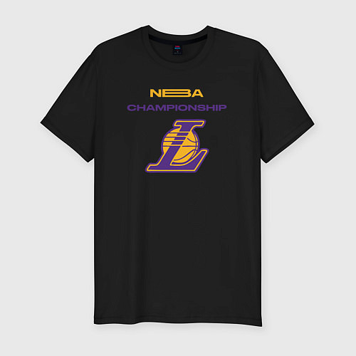 Мужская slim-футболка Lakers championship / Черный – фото 1