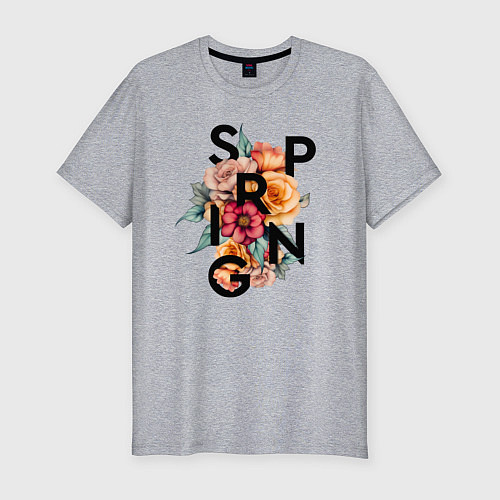 Мужская slim-футболка Spring flowers / Меланж – фото 1