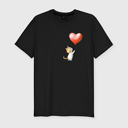 Футболка slim-fit Котик с шариком сердцем, цвет: черный