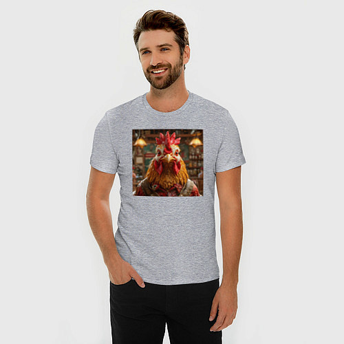 Мужская slim-футболка Петух / Меланж – фото 3
