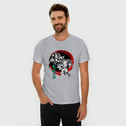 Футболка slim-fit Клинок рассекающий демонов Незуко и Тандзиро круг, цвет: меланж — фото 2