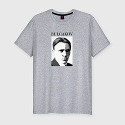 Футболка slim-fit Михаил Булгаков портрет в черно-белом, цвет: меланж