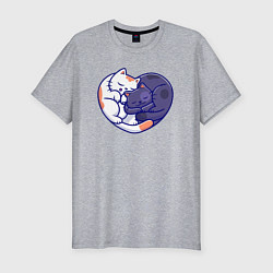 Мужская slim-футболка Сердечные котики