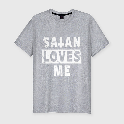 Мужская slim-футболка Сатана любит меня / Меланж – фото 1