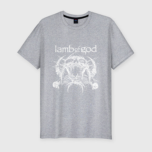 Мужская slim-футболка Lamb of god - skull / Меланж – фото 1