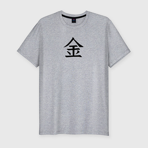 Мужская slim-футболка Пятница японским иероглифом / Меланж – фото 1