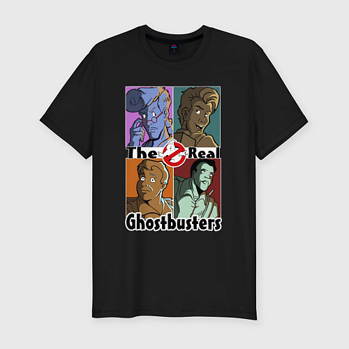 Мужская slim-футболка The real ghostbusters / Черный – фото 1