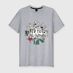 Футболка slim-fit RHCP - logo with songs, цвет: меланж
