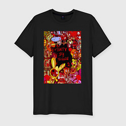 Футболка slim-fit Счастливые лесные друзья - мясо, цвет: черный