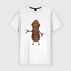 Мужская slim-футболка Сartoon worm character brown