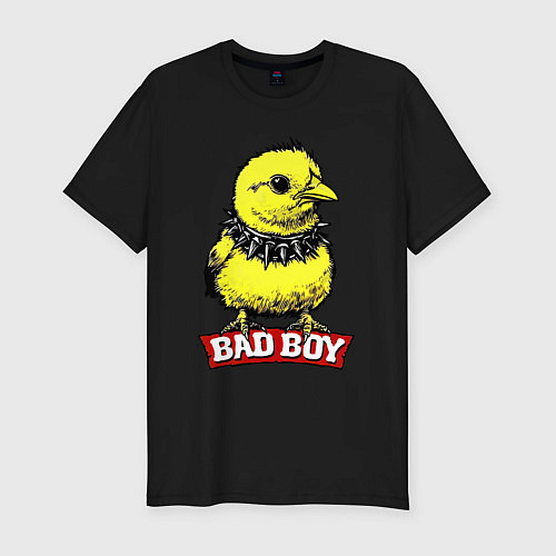 Мужская slim-футболка Bad boy chicken / Черный – фото 1