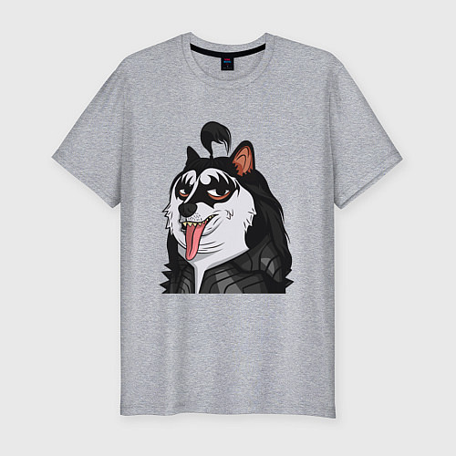 Мужская slim-футболка NFT Doge - Kiss / Меланж – фото 1