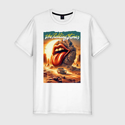 Мужская slim-футболка Rolling Stones - stylization of the logo