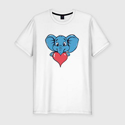 Футболка slim-fit Слон и сердце, цвет: белый