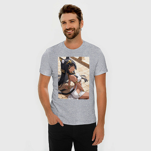 Мужская slim-футболка Сфинкс в древнем Египте / Меланж – фото 3