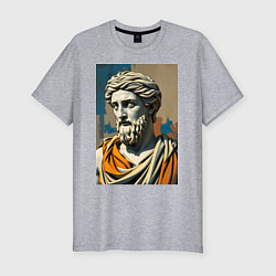 Мужская slim-футболка Античная статуя в теплых тонах