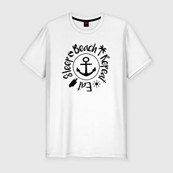 Футболка slim-fit Есть спать пляж повтор, цвет: белый
