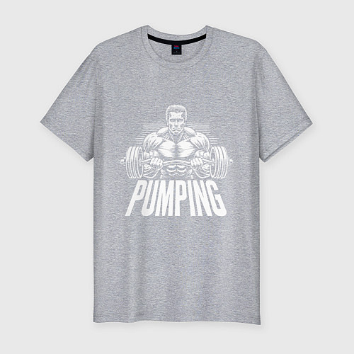 Мужская slim-футболка Арнольд Шварценеггер - качалка / Меланж – фото 1