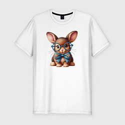Футболка slim-fit Кролик мальчик в очках, цвет: белый